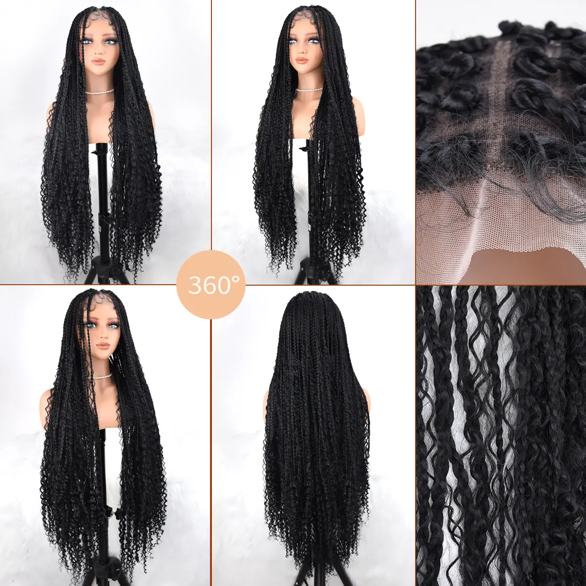 ZIHAN Bohemian Braided Wig for Black Females, 36-Inch Full 