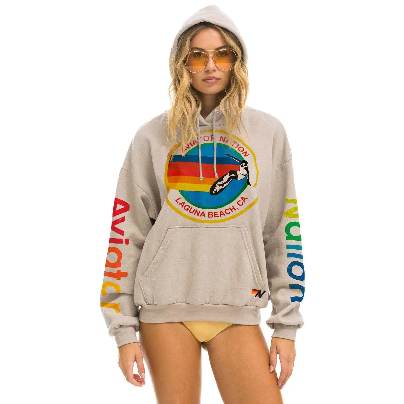 AVIATOR NATION LAGUNA BEACH RELAXED PULLOVER HOODIE - SAND