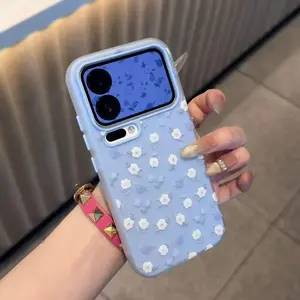 Fresh blue and white floral case suitable for iPhone 17 Pro Max, creative case for Apple 15 Pro, Apple 16/14