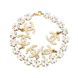 Pre-owned CHANEL Gold-plated Small Leather Goods Coco Mark Bracelet