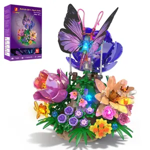 Whisper of Wings: The Luminous Monarch - JMBricklayer Butterfly Building Set with LED Lights, Botanical Flower Blocks & Aesthetic Home Decor (10002)