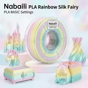 Nabaili PLA Rainbow Silk Fairy 3D Printer Filament in Vibrant Colors for Creative Projects and DIY Crafts
