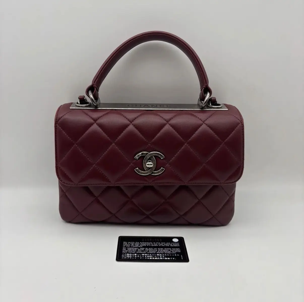 Pre-owned CHANEL Tendy CC Leather Burgundy Shoulder Bag