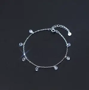 Delicate 925 Sterling Silver Dazzling A+ Zirconia Chain Bracelet (6-7.5")