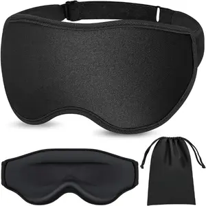 3D Eye Mask Sleep Mask for Men & Women, 100% Pressure-Free & Light Block-Out Eye Mask for Sleep with Easy Adjustable Strap, Night Eye Cover for Travel, Black