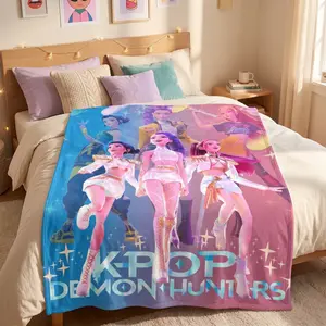 Countdown Sale! K-POP Blanket Dreamy Purple Pink Anime Style Soft Cozy Lightweight Warm Throw Sofa Bed Travel Nap Office Camping Air Conditioner Use Perfect Holiday Gift Home Decor KPOP Fans Teen Girls A gift suitable for fans,Flannel     material