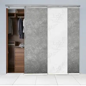 3-Panel Single Rail Panel Track Blind Extendable 36"-66"W x 91.4"H, Panel width 23.5", Lotus, Carolyn