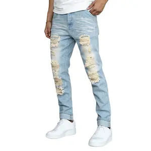 Blue Jeans For Men Casual Slim fit Denim Pants Trousers Comfortable Breathable Streetwear Birthday Outfit Plain Menswear