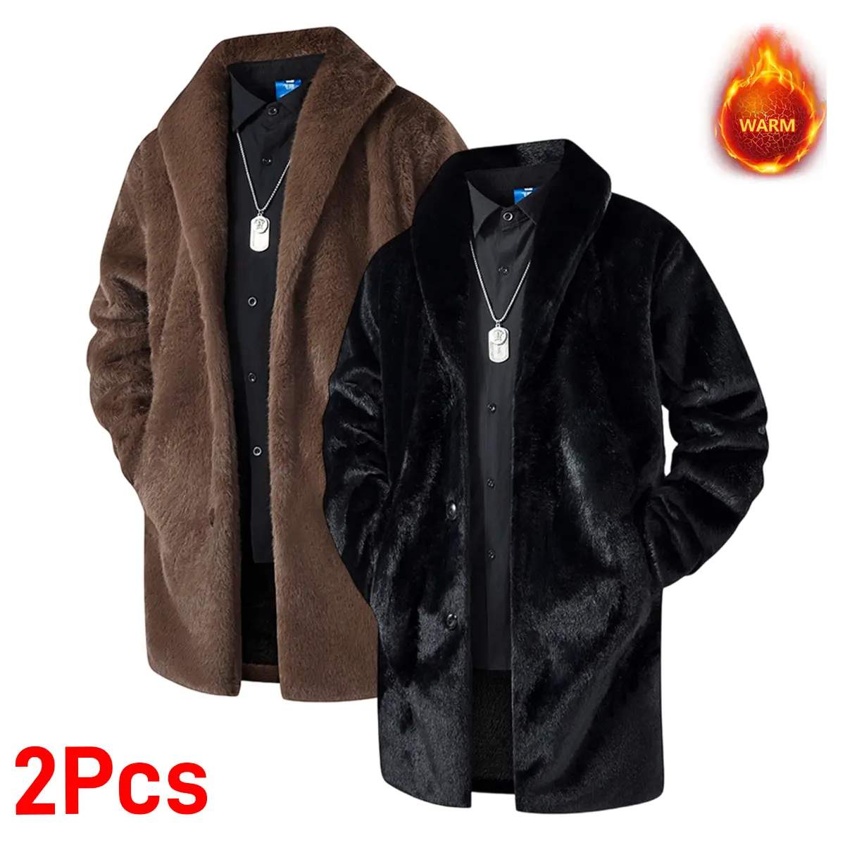 Men's Soft Retro Plaid Knitting Fleece Jacket-Coats, Long Sleeve Stylish Tops Outerwear with Large Lapels and Snap-Button Down Front, Fashion