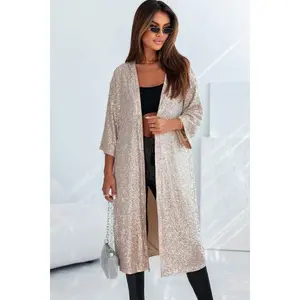 Sequin Open Front Duster Cardigan