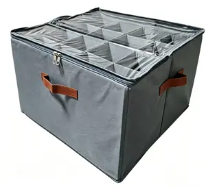 Closet Shoe Organizer, Foldable Fabric Shoe Storage Box with Clear Lid & Adjustable Dividers, Space Saving Shoe Storage Bin for Closet Organization, Fits 8-16 Pairs, Bedroom Entryway Storage