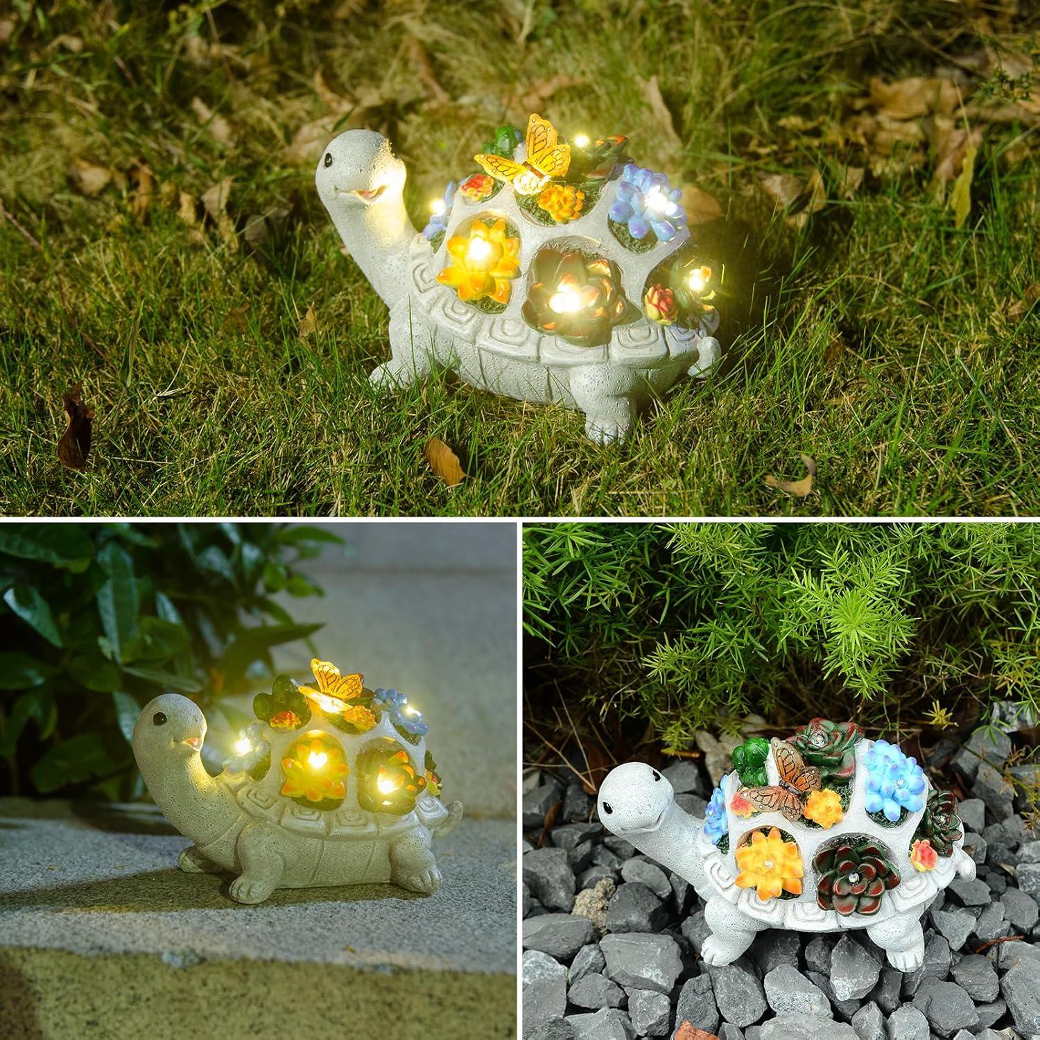 Gifts for Mom Grandma Wife Sister Nana from Daughter Son Husband, Women's Birthday Gifts, Turtle Statue Solar Garden Decor for Outdoor Yard, Patio, Home, Terrace.