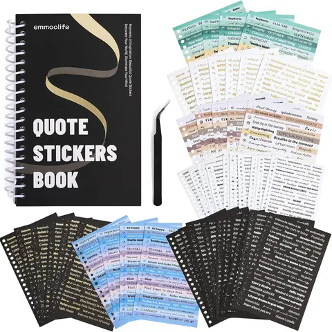 Emmoolife Aesthetic Stickers Pack - 2500+ Pcs Gold Foil Motivational Sheet, Colorful Scrapbooking Embellishments for DIY Journaling Organization & Creative Projects