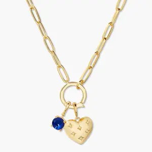 Lillian Birthstone and Heart Charm Necklace