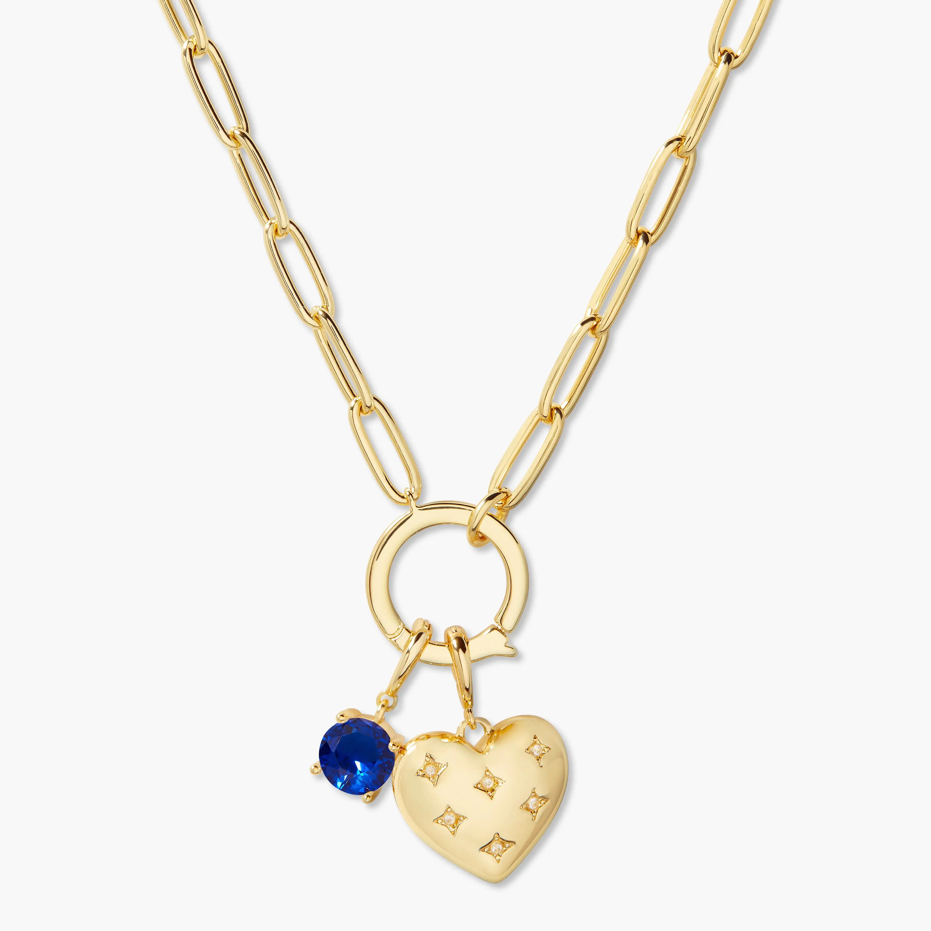 Lillian Birthstone and Heart Charm Necklace