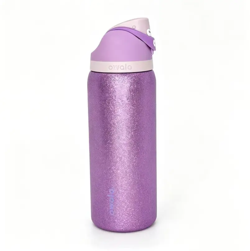 Owala Eggstra 24oz/32 oz Purple Glitter Bottle Stainless Steel, Limited Edition Shimmery Purple Water Bottle, BFA Free Bottled Stylish Beach Drinkware