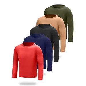 5-Pack Long Sleeve T-Shirts, Crew Neck Loose Fit Basic Tees, Multi-Color Casual Tops, Durable Everyday Wear Bundle