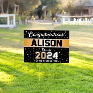 Graduation Senior 18"x24" double sided Sign 2024 with H-Stake, Graduate Yard Sign, Graduation, 2024 Graduate Banner, School Grad, Graduation Gift