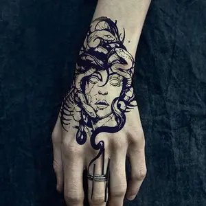 1pcs Medusa Herbal Juice Tattoo Sticker Sexy Hot Girl Temporary Tattoo Arm Waterproof Durable Fake Tattoo for Men and Women Party Gift Y2K