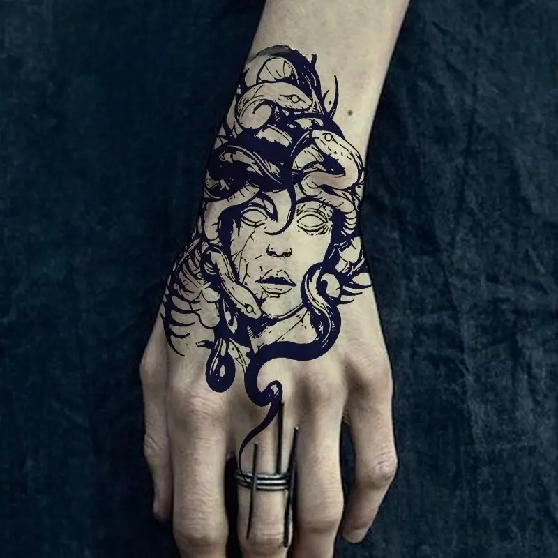 1pcs Medusa Herbal Juice Tattoo Sticker Sexy Hot Girl Temporary Tattoo Arm Waterproof Durable Fake Tattoo Sticker Tattoos for Men and Women Party Gift Y2K