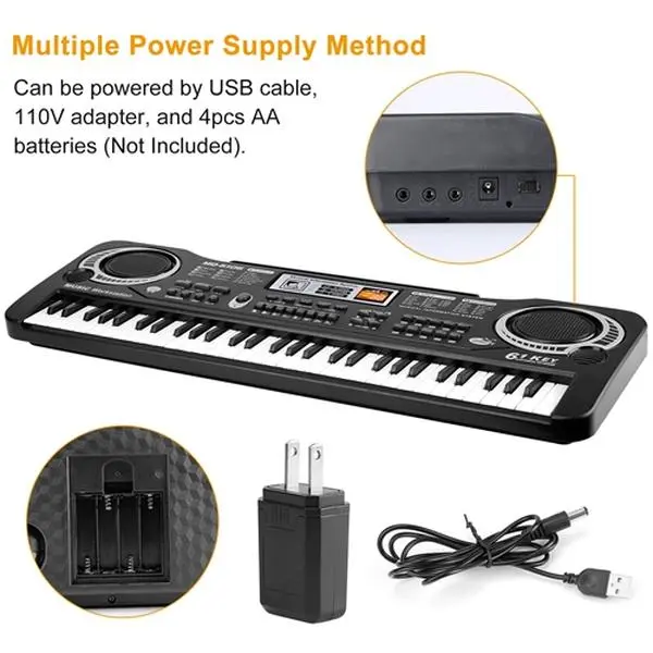 61-Key Digital Electronic Keyboard Piano, Educational Musical Instrument for Beginners with Microphone (Toys & Hobbies for Kids)