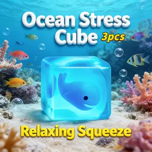 3Pcs Ice Cube Squishy Set, Underwater Creature Theme Ice Cube Kneading, Filled with Marine Creature Modeling, Extrusion Relaxation Toy, Maltose Gel Slow Rebound, Suitable for Office Desktop Toys