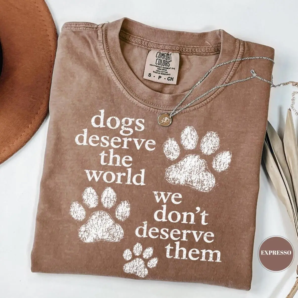 Dogs Deserve The World T-Shirt, Comfort Colors Dog Lover Tee, Boho Paw Print Graphic Top, Cute Rescue Pet Mom Gift, Trendy Unisex Clothing, Must-Have Basic, Always Handy, Gildan Unisex, Premium Quality Cotton Womenswear Aesthetic