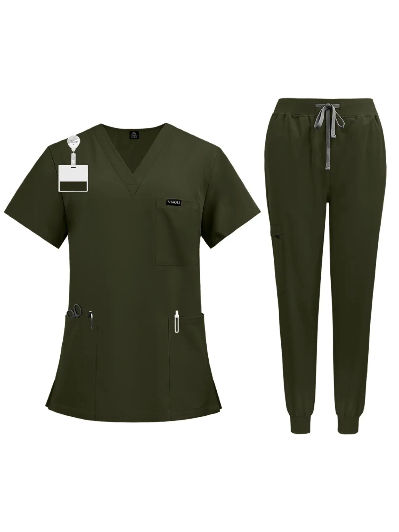 Pet Operating Room Short Sleeve Hand Wash Clothes Womens Pet Skin Management Nursing Wear Pet Groomer Isolation Gown Work Uniform Workwear