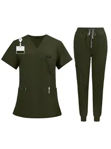 Pet Operating Room Short Sleeve Hand Wash Clothes Womens Pet Skin Management Nursing Wear Pet Groomer Isolation Gown Work Uniform Workwear