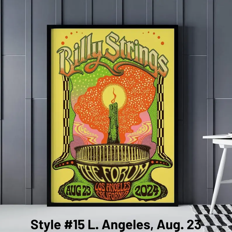 Billy Strings All Gig Posters - Billy Strings The Kia Forum Poster - Inglewood CA Poster, Billy Strings Kia Forum Poster