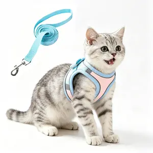 Leash Set & Adjustable Pet Harness，Breathable Mesh Cat Harness With Leash, Pet Supplies For Outdoor Walking escape proof