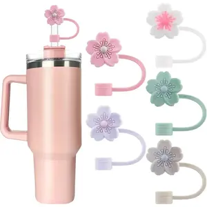 0.4in/10mm Diameter Silicone Straw Covers Cap Compatible with Stanley 20 30&40 Oz Cup, Straw Toppers for Stanley 40 Oz Tumbler with Handle, Dust-Proof Straw Caps (Cup Not Included)