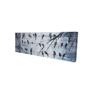 Begin Home Decor 2080-1648-AN140 16 x 48 in. Abstract Birds on Wire Canvas - Blue Bird Animals Home Decor