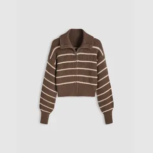 Cider [11 colors, size 0-26] Solid Knit Polo Zipper Cardigan