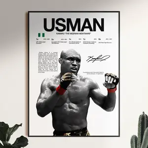 Kamaru Usman Poster, UFC Wall Print, Fighter Poster, UFC Fan Room Decor, Gift for Him( Unframed - Print Only )