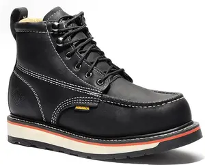 Bonanza BA-612 Mens 6" Lace Up Mocc Toe Work Boots Premium Full-Grain Leather Padded Lining Goodyear Welt Construction Removable Insole Dual-Density Wedge Top Speed Hooks Made in Mexico