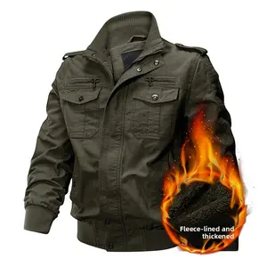 Men's work jacket - Thick fleece lining, multi-functional pockets, stand-up collar, windproof and durable cotton fabric, suitable for winter outdoor work and everyday wear. barn  jacket  outfit