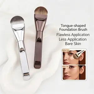 Tongue-Shaped Flat Foundation Brush | Ultra-Thin Edge for Streak-Free Application | No Product Waste Makeup Tool