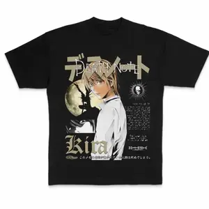 Death Note Light Yagami Moon Light Vintage Graphic T-Shirt, Classic Anime Manga Printed Tee, Unisex Streetwear Casual Tops for Men Women Anime Fans Apparel LGW