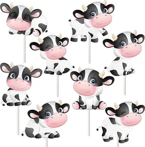 Cow Birthday Party Decorations Cow Birthday Cupcake Topper Decorations for Farm Cowboy Animal Theme Baby Shower Birthday Party Supplies