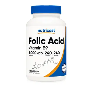 Nutricost Folic Acid (Vitamin B9) Dietary Healthcare Supplement, 1000 mcg, 240 Capsules