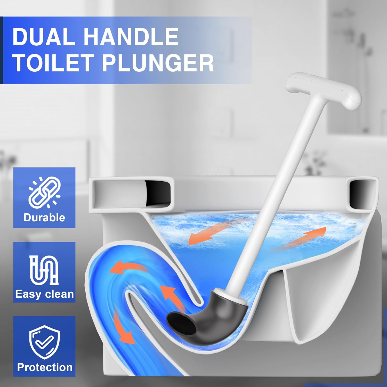 Snofrid Upgraded Toilet Plunger with Holder, Wall Mounted Toilet Bowl Plunger with Hideaway Caddy, Dual Handle Plunger for Bathroom Built-in Drip Tray, Easy to clean,White Snofrid Upgraded Toilet Plunger with Holder, Wall Mounted Toilet Bowl Plunger with Hideaway Caddy, Dual Handle Plunger for Bathroom Built-in Drip Tray, Easy to clean,White
