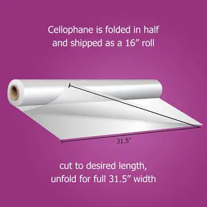 Clear Cellophane Wrap - 31.5 Inch Wide x 100 Ft Long, Thick, Food Safe Cello Roll for Baskets, Gifts, Flowers - Folds to 16 Inch, Unfolds to 31.5 Inch