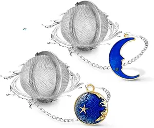 2 count  Infuser,  Strainers for Loose ,  Plated Enamel Moon  Celestial Charm Pendant  Ball Set Loose  Steeper Gifts for Women