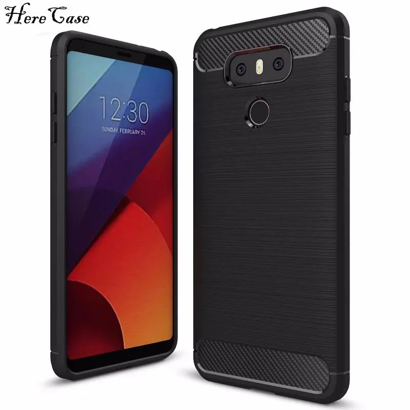 HereCase Phone Case For LG G6 Carbon Fiber Brushed Wire Drawing Silicone Cover For LG G 6 LGG6 5.7 inch Mobile Phone S