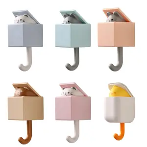 Cute Cat Wall Hooks, Wall Mounted Coat Hook Adhesive or Nail for Dual use, Decorate Non Slip Space Saving (Pack of 6)
