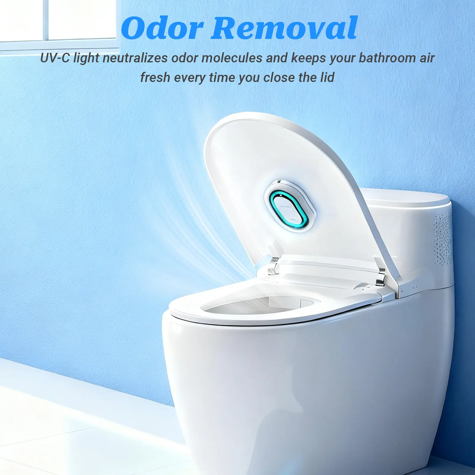 UV-C Smart Toilet Sanitizer - Anti-Bacterial Unscented UV Disinfectant, Automatic Odor Reduction, Chemical-Free Rechargeable Home Cleaning Products, Toilet Cleaners for Bathroom Hygiene