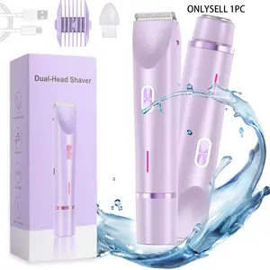 Bikini Shaver Electric Bikini Trimmer for Women, Body Hair Trimmer, Intimate Pubic Trimmer, 2-In-1 Dual Head Design, Abs Enclosure, Precision Grooming Tool for Sensitive Areas, USB Rechargeable Trimmer