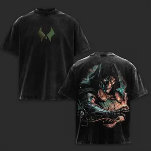 "The Masked Tyrant" Doom MCU Edition Double Printed Oversize Lightweight Acid Washed Tee TV Series Graphic Design Top Cotton Streetwear Comic Superheroes T-Shirt Clothes Menswear Womenswear Round Neck Black