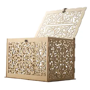 FixtureDisplays® DIY Wedding Card Box Rustic Wood Card Box Gift Card Holder for Wedding Banquet 15113-NF